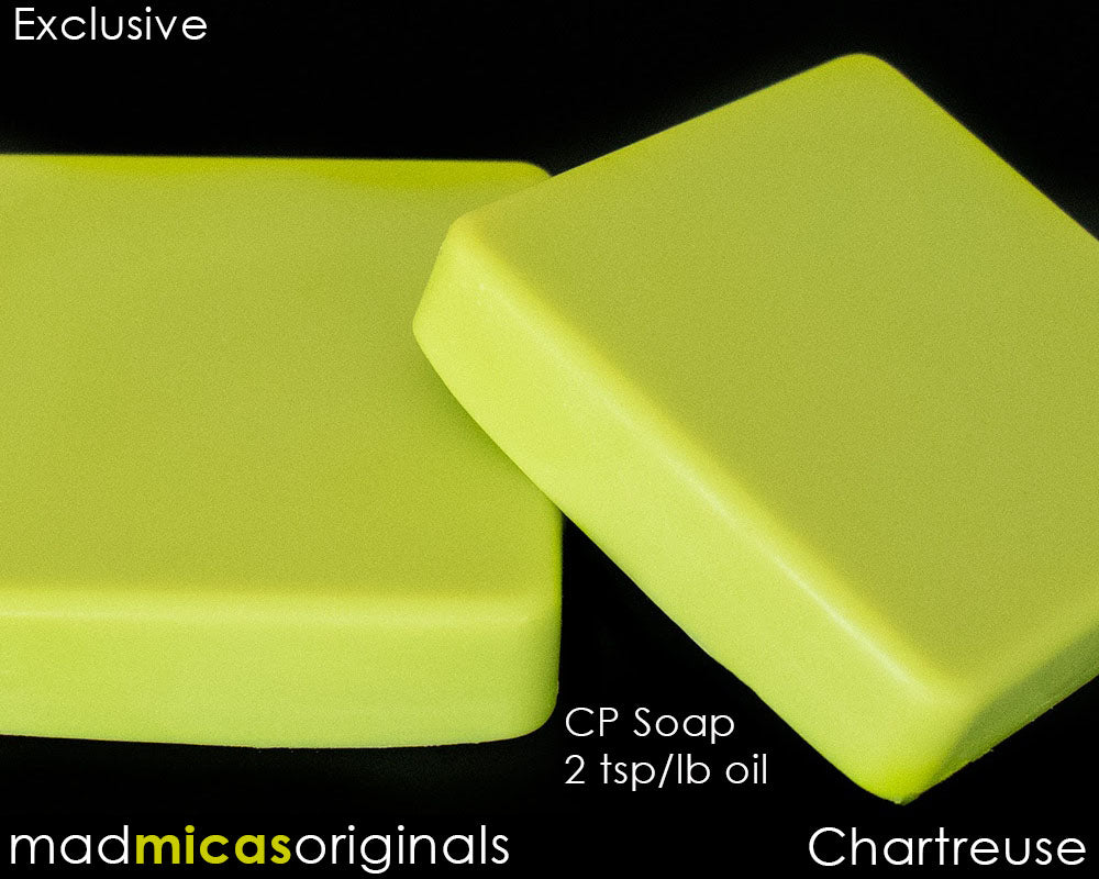 Chartreuse Mica in CP Soap