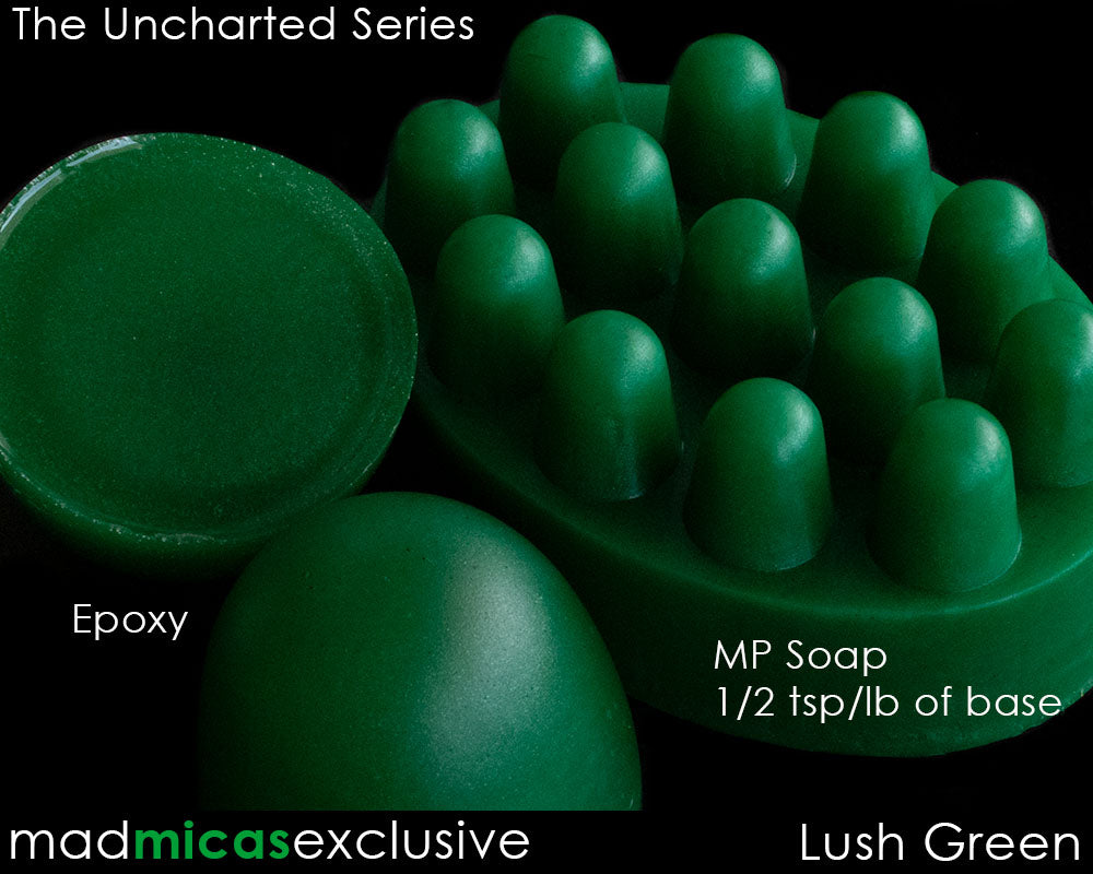 Lush Green Premium Mica Blend in MP Soap and Epoxy