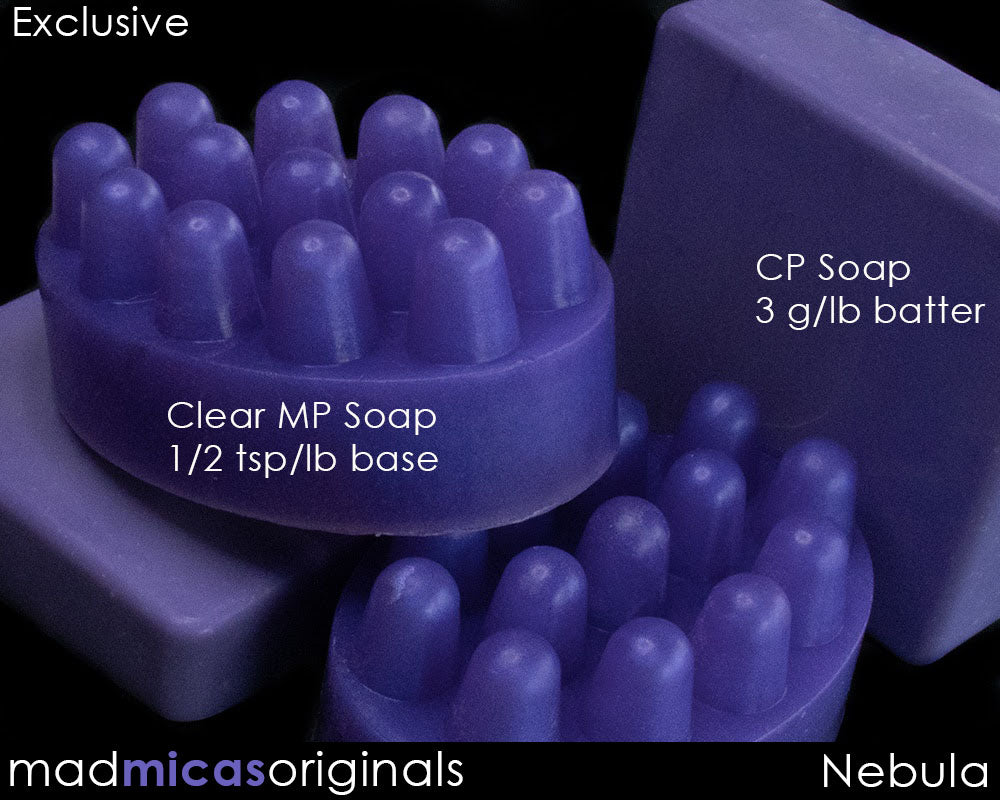 Nebula Purple Mica in Clear MP Soap and CP Soap