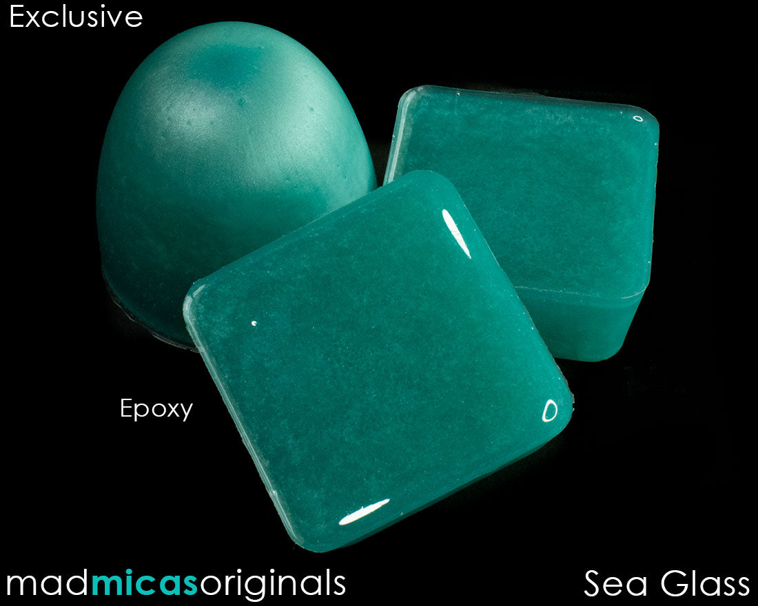 Sea Glass Blue Green Mica in Epoxy Resin