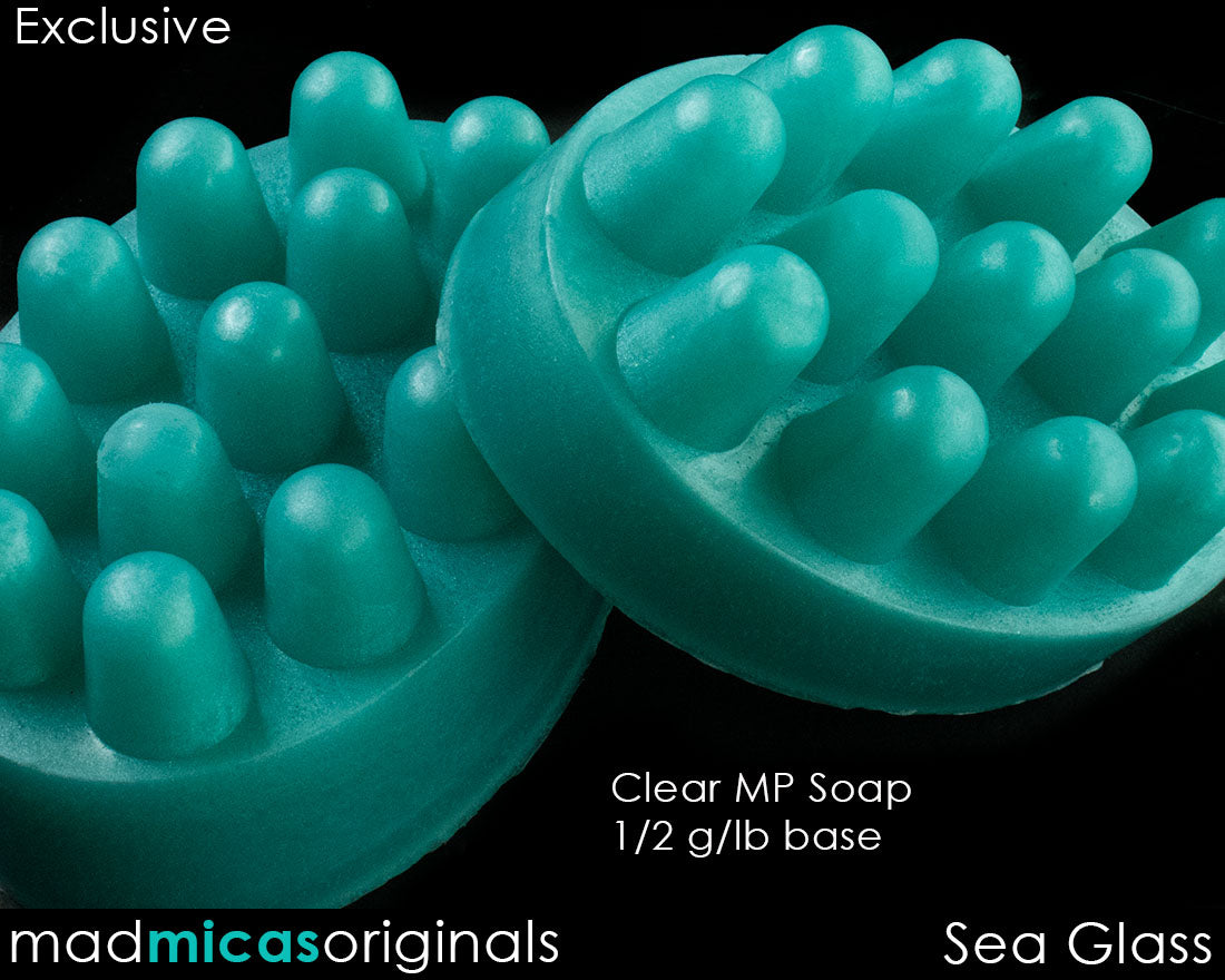 Sea Glass Blue Green Mica in Clear MP Soap